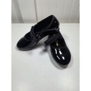 Dance Class Girls 11 Black Patent Tap Shoes Mary Jane  Double Tap